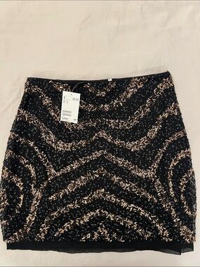 BNWT H&M Gold and Black Sequin Mini Skirt S